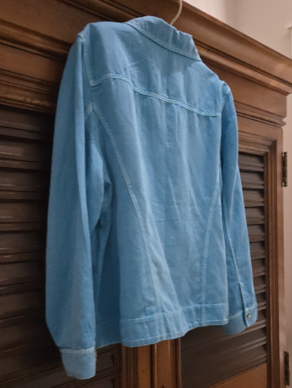Chico's Linen Blend Jean Jacket Sea Blue, NWOT, Size 3/XL